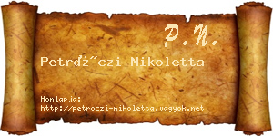 Petróczi Nikoletta névjegykártya